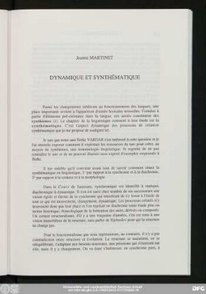 Jeanne Martinet Dynamique Et Synthématique
