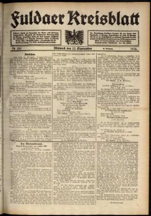 Ausgabe vom Mittwoch, den 13. September 1916.