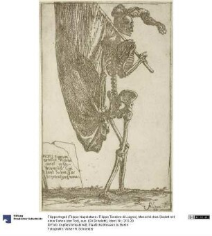 Menschliches Skelett mit einer Fahne (der Tod), aus: (Gli Scheletri)