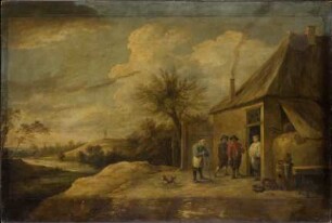 Landschaft mit einem Wirtshaus am Fluss