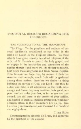 Two Royal Decrees regarding the religious