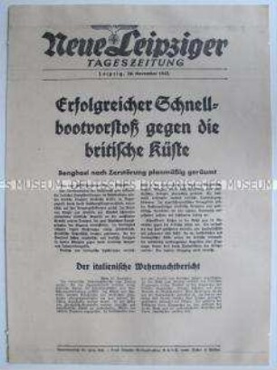 Extrablatt der "Neuen Leipziger Tageszeitung" u.a. zum italienischen Wehrmachtsbericht