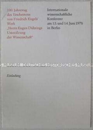 Einladung und Programm zu einer wissenschaftlichen Konferenz über das Werk von Friedrich Engels