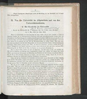 II. Von der Universität im Allgemeinen und von den Universitätsinstituten.