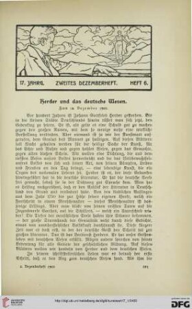 Herder und das deutsche Wesen: zum 18. Dezember 1903