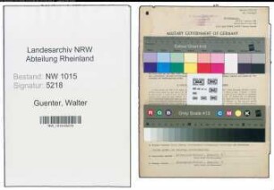 Entnazifizierung Walter Guenter , geb. 29.07.1890 (Tuchgrosshaendler)