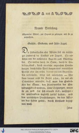 Neunte Vorlesung.