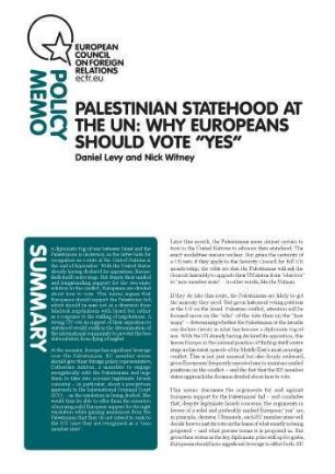 Palestinian statehood at the UN : why Europeans should vote 'yes'