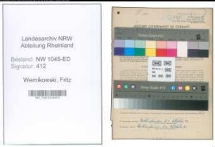 Entnazifizierung Fritz Wernikowski , geb. 13.06.1900 (Jugendleiter)
