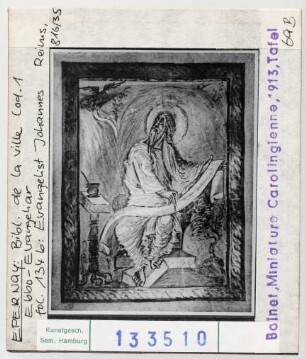Epernay, Bibliothèque de la Ville, MS I: Ebo-Evangeliar, fol. 134b Evangelist Johannes