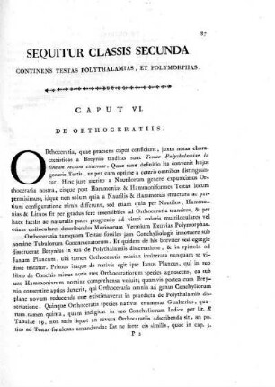 Sequitur classis secunda continens testas polythalamias, et polymorphas.