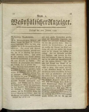 Num. 2. Freitags den 4ten Januar. 1799