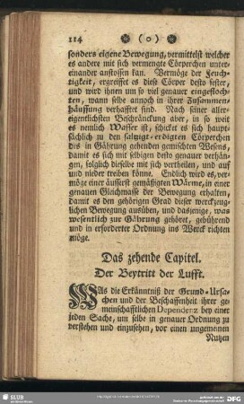 Das zehende Capitel. Der Beytritt der Lufft