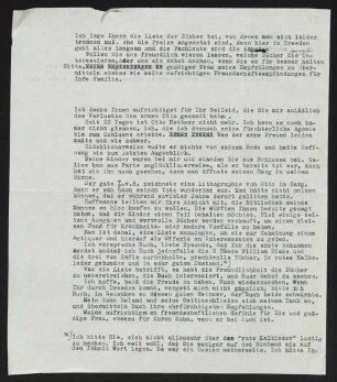 Brief von Jeanne Hettner an Gerhart Hauptmann, geschrieben von Unbekannt