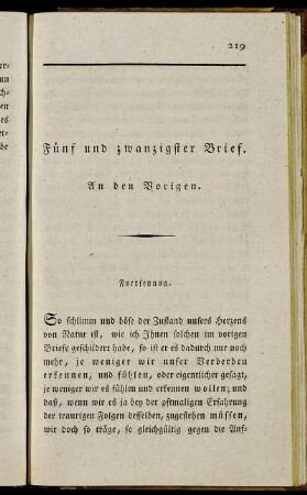 Fünf und zwanzigster Brief. An den Vorigen.