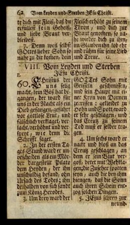 VIII. Vom Leben und Sterben JEsu Christi