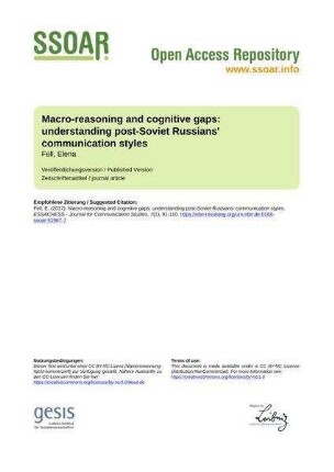 Macro-reasoning and cognitive  understanding post-Soviet Russians' communication styles