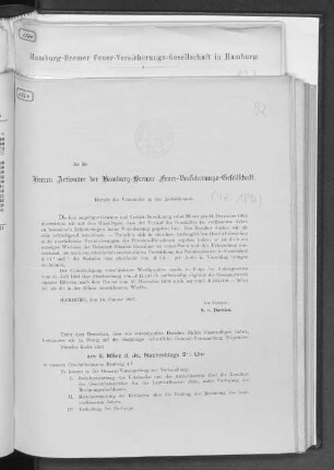 An die Herren Actionäre der Hamburg-Bremer Feuer-Versicherungs-Gesellschaft.