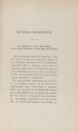 Zevende hoofdstuk. De Minister van Kolonien J. D. Fransen van de Putte