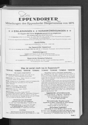 Einladungen Vorankündigungen