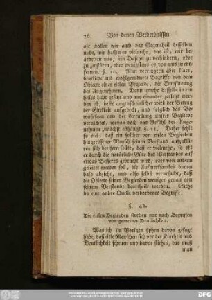 §. 42. Die eitlen Begierden streben nur nach Begriffen von gemeiner Deutlichkeit.