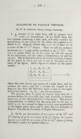 Analogues of Pascal's theorem.