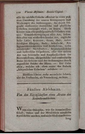 Fünfter Abschnitt. Von den Eigenschaften eines Arztes der Seelenkrankheiten.