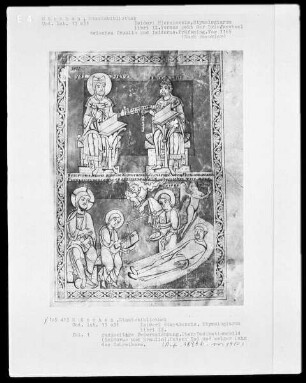 Isidori Hispalensis - Etymologiarum libri 9 — Zwei Miniaturen auf einer Seite, Folio 1recto