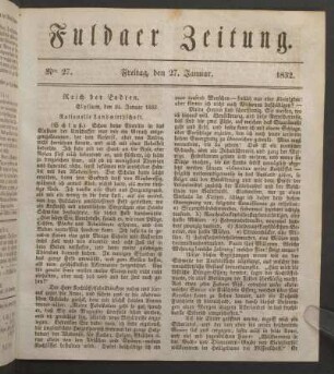 Freitag, den 27. Januar. 1832