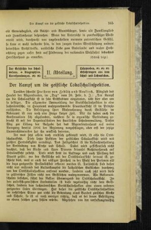 ¬Der¬ Kampf um die geistliche Lokalschulinspektion