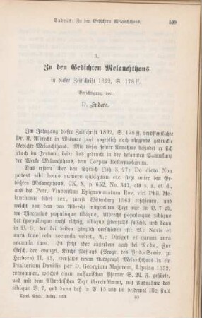 599-600 Zu den Gedichten Melanchthons