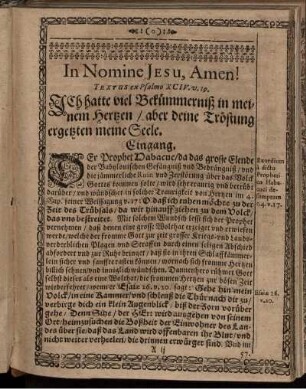 Christliche Leich-Predigt über den 19. Vers des 94. Psalms