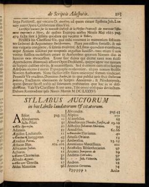 Syllabus Auctorum