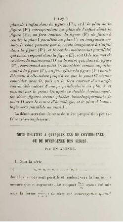 Note relative a quelques cas de convergance ou de divergence des séries.