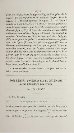 Note relative a quelques cas de convergance ou de divergence des séries.