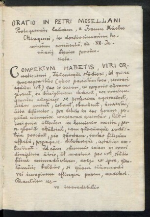 Oratio In Petri Mosellani Protegensis laudem ...