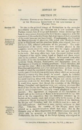 Section IV. Political History of the Dekkan of Mahârâhtra - analysis of the historical inscriptions in the cave-temples of Western India