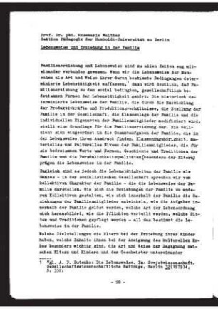 Lebensweise und Erziehung in der Familie
