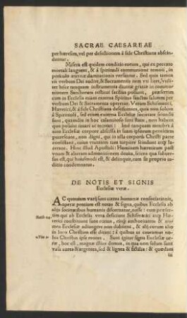 De Notis Et Signis Ecclesiae verae.
