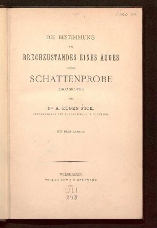 Die Bestimmung des Brechzustandes eines Auges durch Schattenprobe (Skiaskopie)