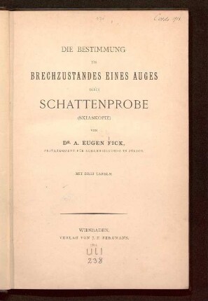 Die Bestimmung des Brechzustandes eines Auges durch Schattenprobe (Skiaskopie)