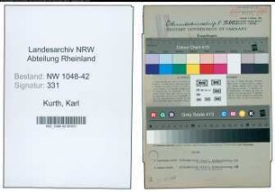 Entnazifizierung Karl Kurth , geb. 15.12.1896 (Schweisser)