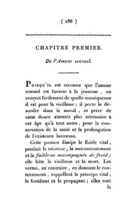 Chapitre Premier. De l'Amour sensuel.