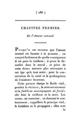 Chapitre Premier. De l'Amour sensuel.