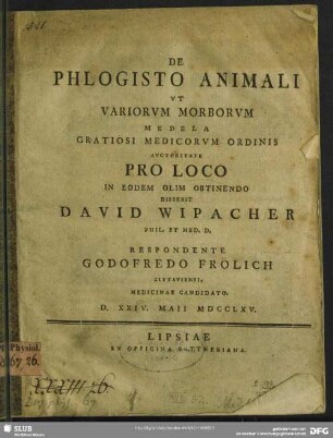 De Phlogisto Animali Ut Variorum Morborum Medela