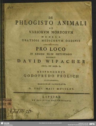 De Phlogisto Animali Ut Variorum Morborum Medela
