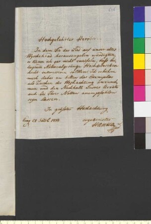 Brief von Hanka, Václav an Goethe, Johann Wolfgang von