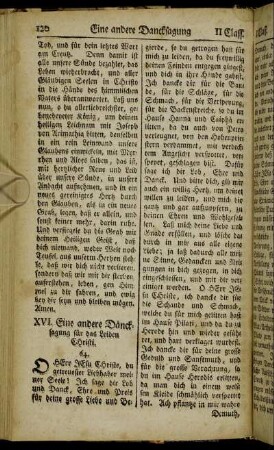 XVI. Eine andere Dancksagung für das Leiden Christi. - XXIX. Dancksagung und Gebet für die Früchte des Landes.