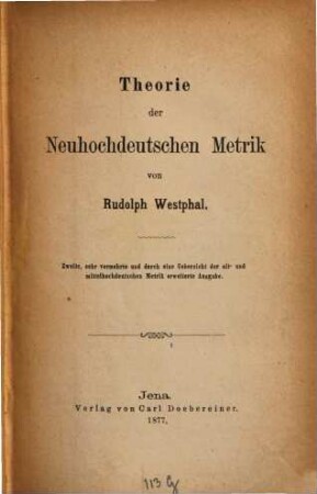 Theorie der neuhochdeutschen Metrik