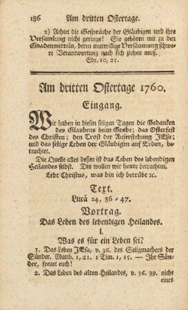 Am dritten Ostertage 1760